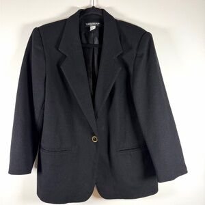 VTG Black Single-Button Wool Blazer